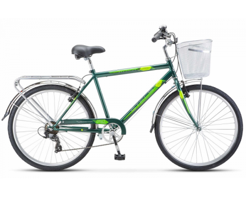 Велосипед 26 дорожный Stels Navigator 250 V Z010 7 ск р.19+корзина зеленый
