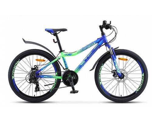Велосипед 24 Stels Navigator 450 MD V030 21 ск AL р.13 синий/неоновый/зеленый