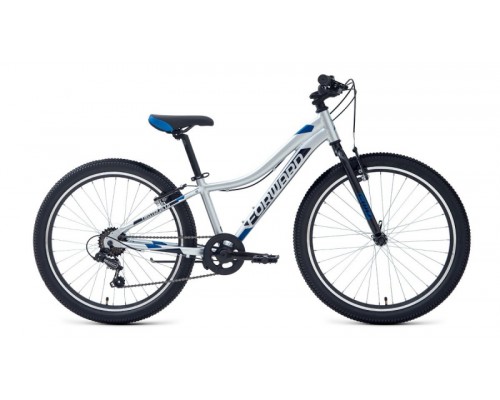Велосипед 24 FORWARD TWISTER 1.0 7 ск р.12 AL серебристый/синий 2023
