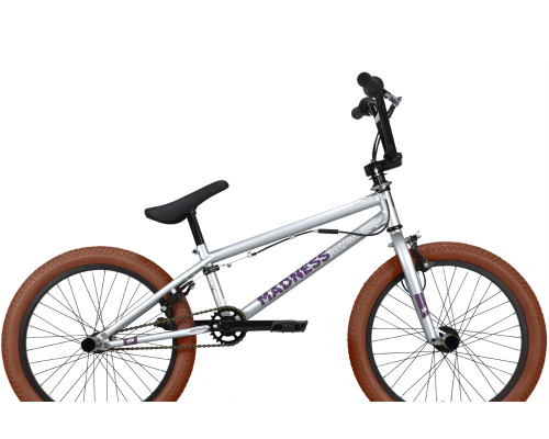 Велосипед 20 BMX Stark Madness 3 серебристый/фиолетовый/коричневый 2023