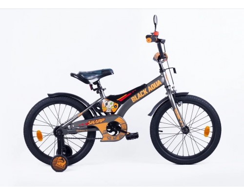 Велосипед 18 Black Aqua Sharp 1 ск (серый-оранжевый) Акция