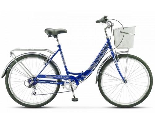 Велосипед 26 скл Stels Pilot 850 Z010 6 ск р.19 темный/синий + корзина