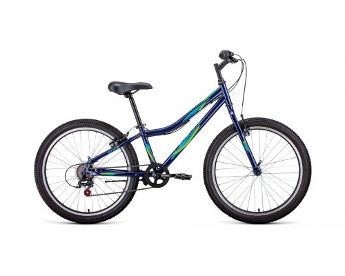 Велосипед 24 FORWARD Iris 1.0  6 ск р.12 темно-синий/зеленый 2022