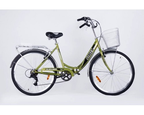 Велосипед 26 скл Black Aqua Street Beat  6 ск р.19 зеленый +корзина