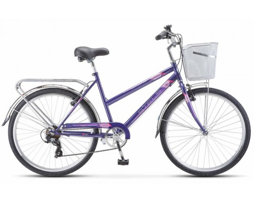 Велосипед 26 дорожный Stels Navigator 255 V Lady Z010 7 ск р.19+корзина фиолетовый