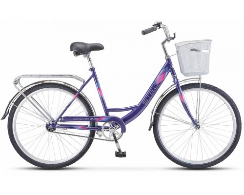 Велосипед 26 дорожный Stels Navigator 245 Z010 1 ск р. 19 фиолетовый + корзина