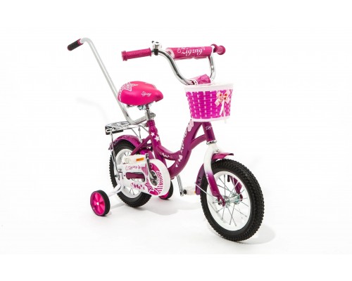 Велосипед 12 Zigzag Girl малиновый с ручкой Акция