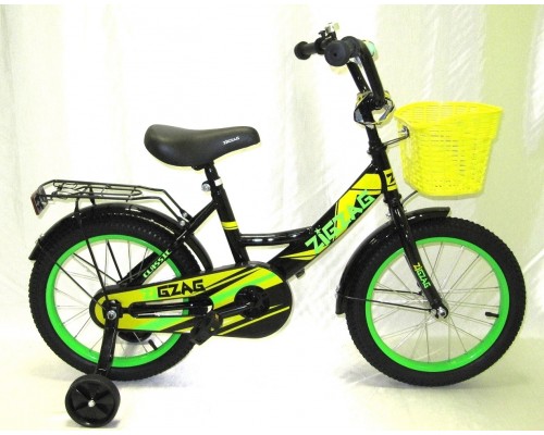 Велосипед 16 Zigzag Classic черно/желтый/зеленый Акция