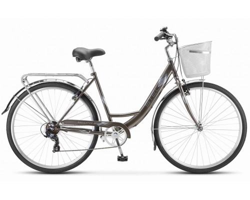 Велосипед 28 дорожный Stels Navigator 395 7 ск р. 20 + корзина золотой/серый металлик