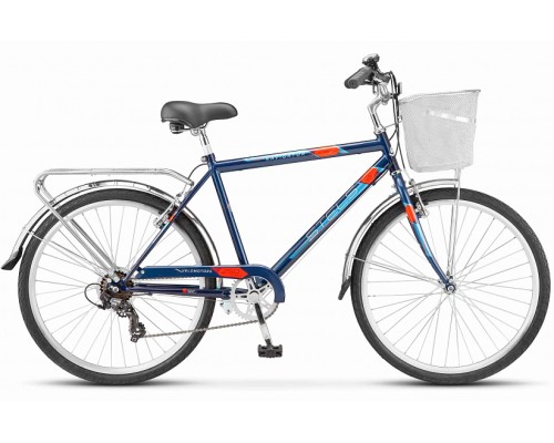 Велосипед 26 дорожный Stels Navigator 250 V Z010 7 ск р.19+корзина темно/синий