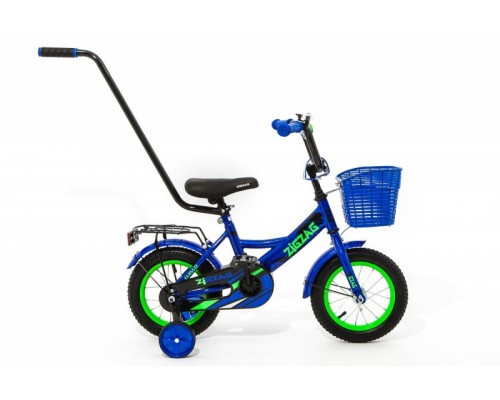 Велосипед 12 Zigzag Classicl синий с ручкой